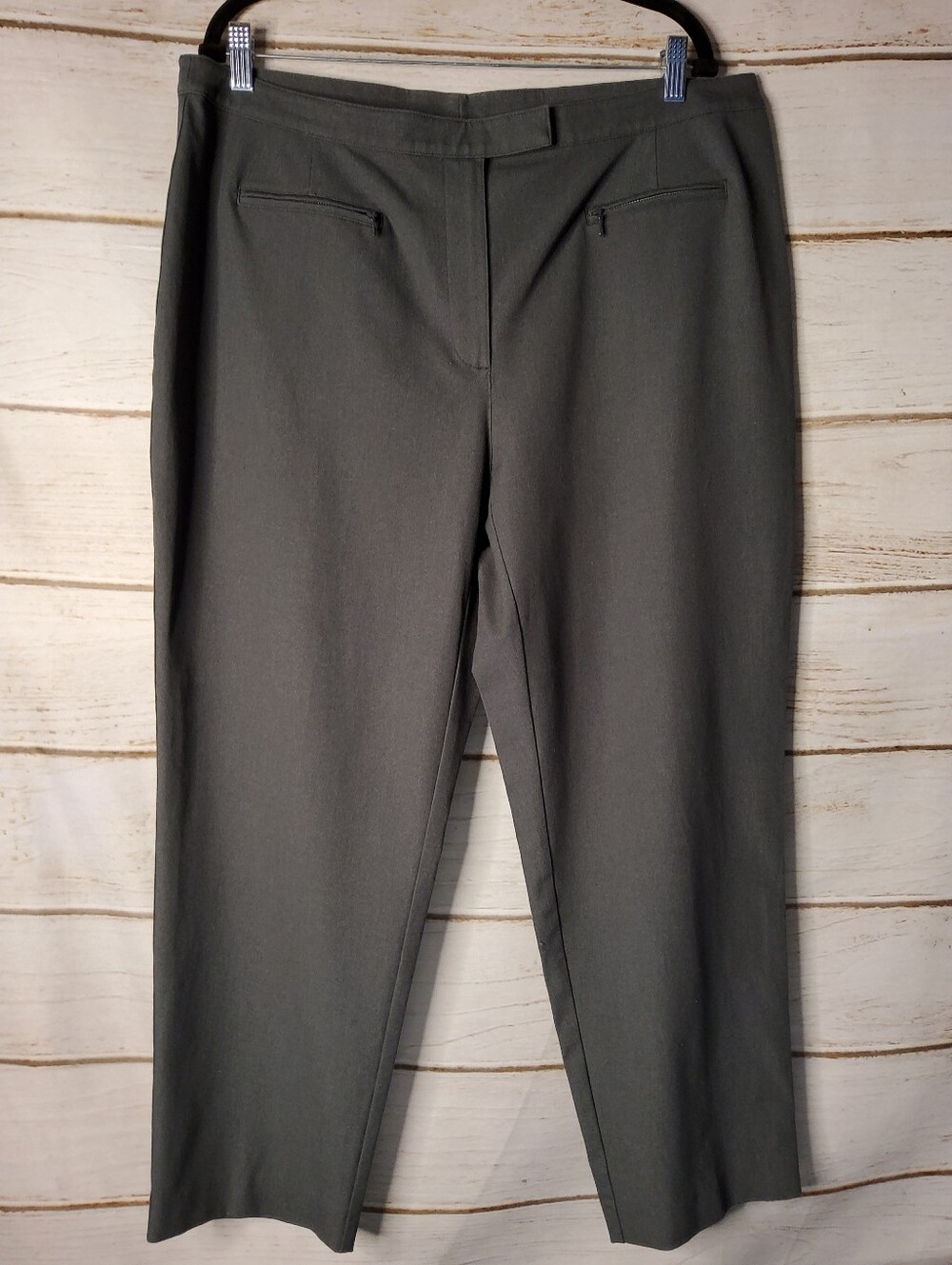 Liz Claiborne Olive Gray Straight-Leg Women's Trousers